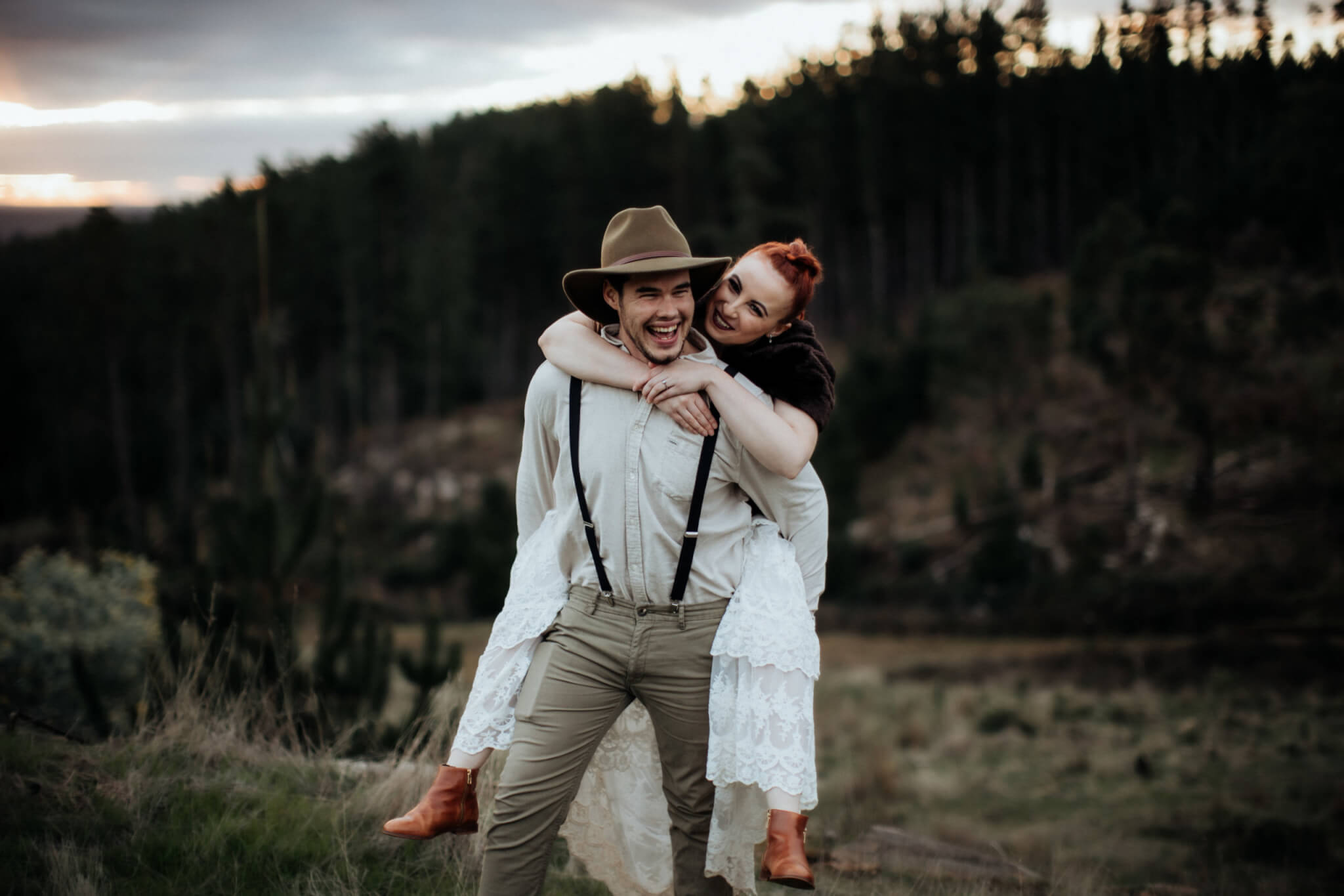 Engaged couple during their nordic styled shoot in Nannup